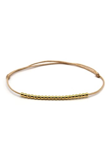 Lexy's Boutique Handmade, adjustable bracelet, made of 925 silver, 24k gold plated, silk cord, 20 silver beads