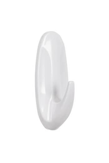 ANTBRO Set 2 adhesive oval hooks for towels and small objects, white, 3 x 8 cm