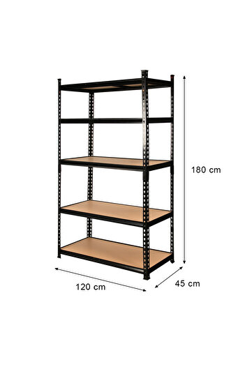 Other Mega-M Pro Loft storage rack H-180 cm L-120 cm D-45 cm 5 shelves made of 6.2 mm MDF (275 kg) black N