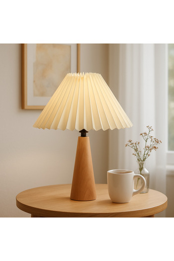 EvLight Nordic Scandinavian Design Pleat Wooden Lampshade