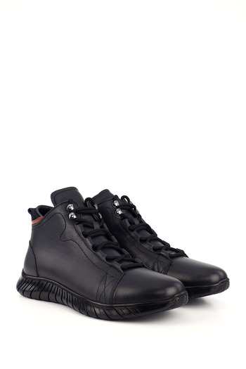 GÖNDERİ(R) Men's Navy Blue Antique Zippered Genuine Leather Outdoor Boots