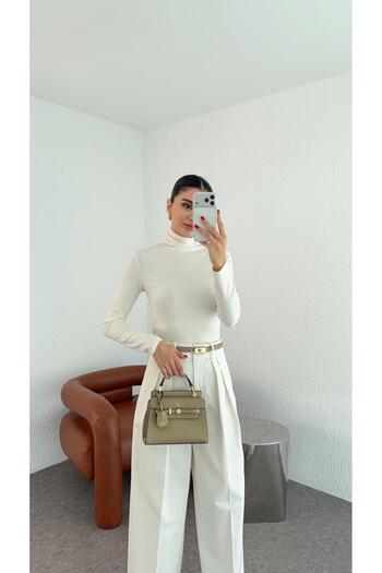 HAZELANNA Lycra Ecru Fisherman Blouse