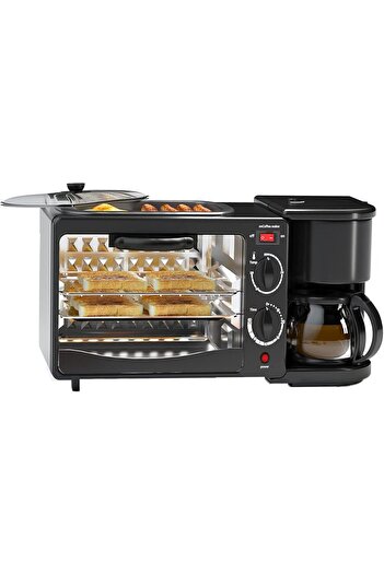 Generic 3 in 1 Breakfast Station, Multifunctional Oven, Including Coffee Machine, Non-Stick Frying Pan and T