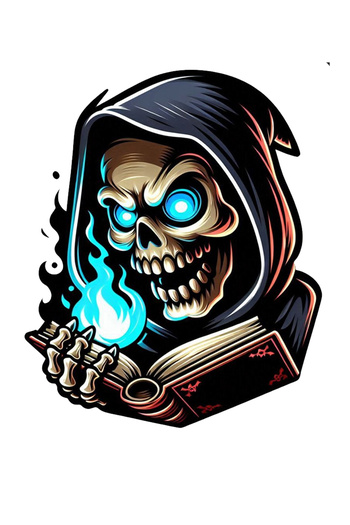 MegaSticker Wizard Skull Sticker Car, Motorcycle, Helmet, Laptop, Glass Sticker 13X10 cm