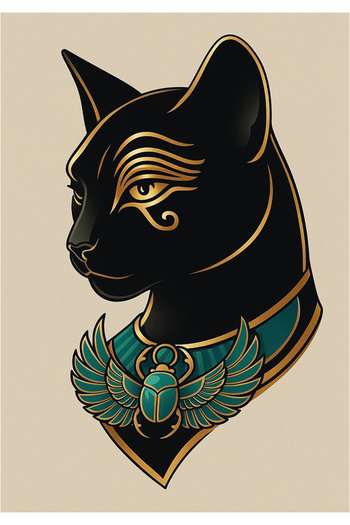 MegaSticker Egyptian Cat Sticker Car, Motorcycle, Helmet, Laptop, Glass Sticker 13X8 cm