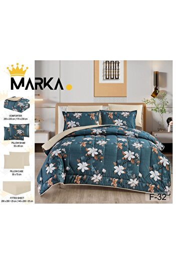 Moon High-quality 6-piece printed double quilt set - multi-colored