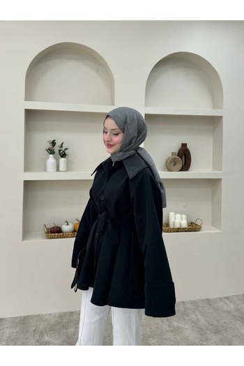 lurex moda Leather Collar Trench Coat