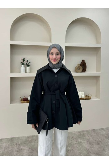 lurex moda Leather Collar Trench Coat