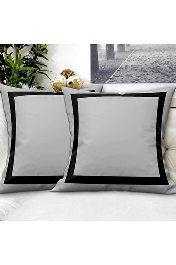 Ardizayn Modern - (Gray - Black) Velvet Fabric Double Cushion Cover (43x43 cm) - Double-Sided Print