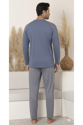 embody Men's cotton long pyjamas blue/grey 16203