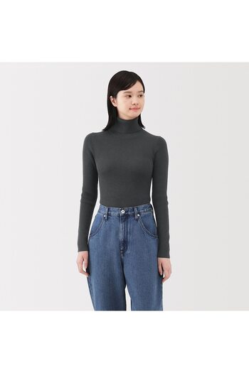 Muji Washable High-Gauge Ribbed Turtle Neck Sweater