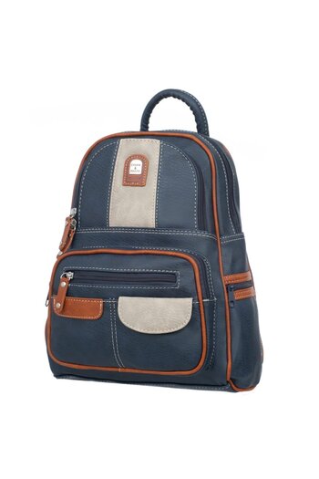 Charm & Shape Women's Backpack, Charm & Shape, Leather, Navy Blue