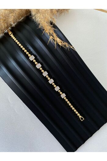 staınless steel Baguette Detailed Steel Bracelet
