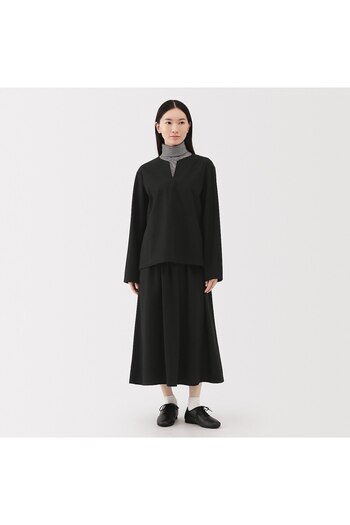 Muji Stretch Brushed Pullover Long Sleeve Blouse