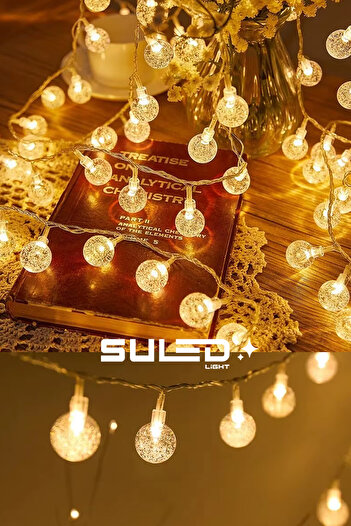 SULED 20 Kristal Ledli 220V 4 Metre Dekoratif Aydınlatma Led Işık Gün Işığı İç & Dış Mekan Süsleme