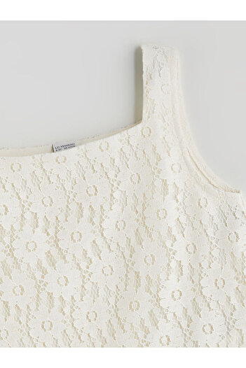 LC Waikiki Peak New Season Square Neck Girls' Lace Blouse