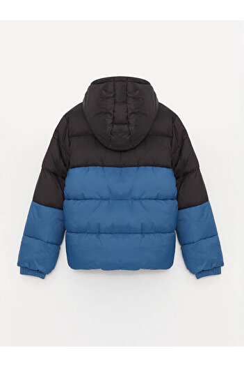 LC Waikiki Lcw kids blue hooded color block boys' puffer jacket