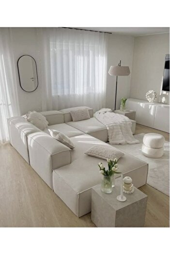 NAYAR HOME DESİGN ROLEX KÖŞE MODÜL KIRIK BEYAZ KETEN 250+250