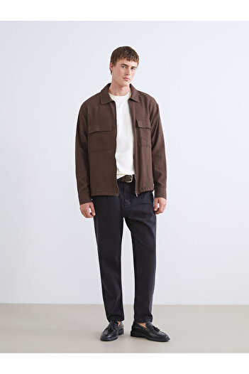 LC Waikiki Brown Comfortable Fit Long Sleeve Men's Shirt Jacket