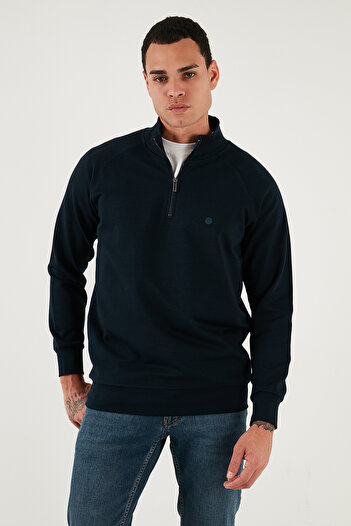 Buratti Cotton Relaxed Fit Half Zipper Stand Collar Sweat Men's Sweat 5901232