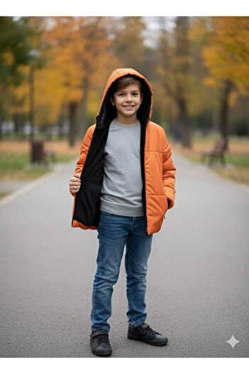 DUBLİNO KİDS Ki̇remi̇t Boys' Waterproof and Windproof Hooded Jacket with Wersoft Inside