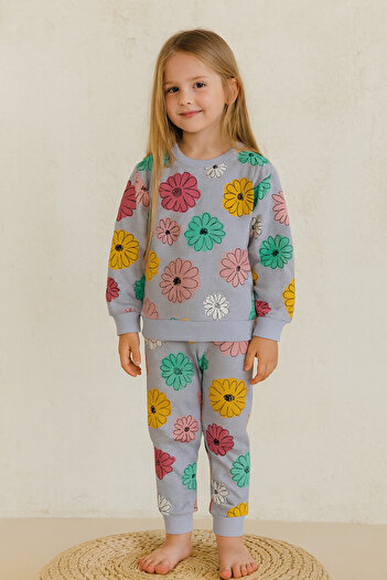 KOKOŞ BEBEK Floral Detailed Girls' Pajama Set - Age 3/10 - 31499
