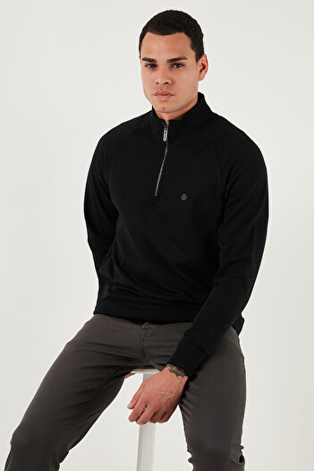 Buratti Cotton Relaxed Fit Half Zipper Stand Collar Sweat Men's Sweat 5901232