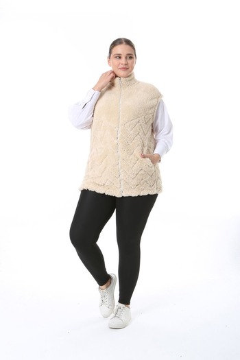 xlargebutik Plus Size Clothing Mink Stand-Up Collar Vest Plush Fleece Soft Warm