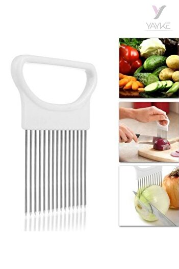 Buççin Stainless Steel Onion Holder Cutter Fork Onion Tomato Slicer Onion Comb Sweet Knife for 1 Person