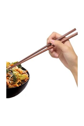 Buççin Bamboo Wooden Chinese Chopsticks - Bamboo Chopsticks - 5 Pairs 1 Piece Knife Set for 1 Person Bamboo Brown