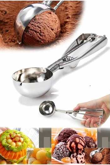 Buççin Stainless Steel Ice Cream Scoop Halva Spoon 6 cm 1-Person Knife Set Steel 1 Gray Cn 1 Year Yes