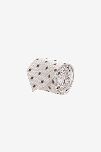 ALTINYILDIZ CLASSICS Men's Beige-Brown Patterned Silk Tie