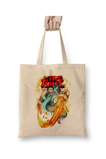 Toyaso Fire Force Anime Shinra White Cloth Bag Long Handle Shopping Bag Beach Tote Bag