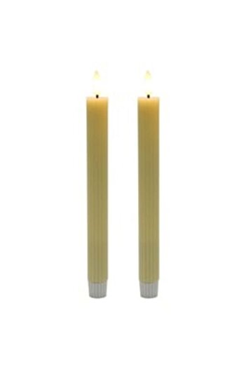 MAPLE LEAF Battery Operated LED Wax Dinner Candles 2x24.5cm