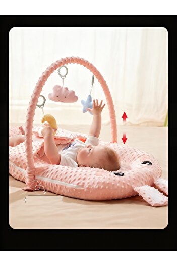 OEM Baby Nest 3 in 1 cu arcada de jucarii si perne de protectie Iepuras Roz