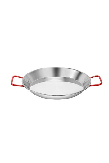 OEM Paella Pan, Stainless Steel, Heat-Resistant Handles, Non-Stick, 28 cm, Red/Silver