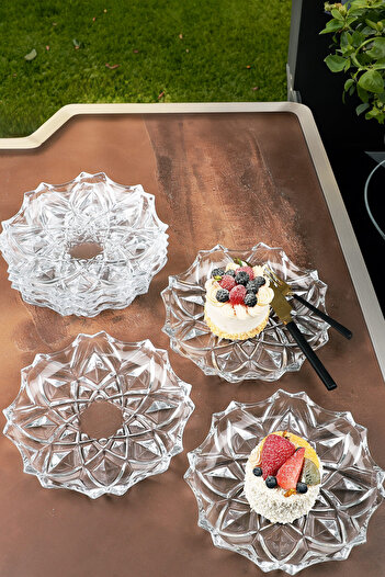 Bev Kitchen Crystal Cut 6-Piece Cake Plate 20.5 cm