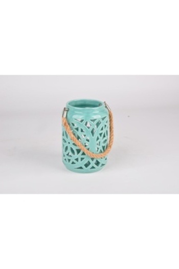 MAPLE LEAF Home Paki Ceramic Lantern, 17 cm, Green