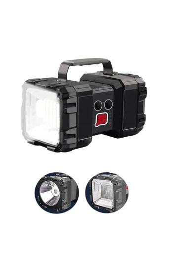 varioshop Multifunctional Rechargeable Flashlight VarioShop, 7 Light Modes, 2 Lighting Heads, ABS, 10,000 mAh