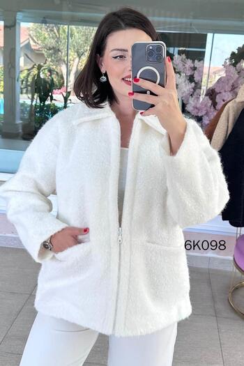 İnce Topuk Zippered Boucle Coat 6K098