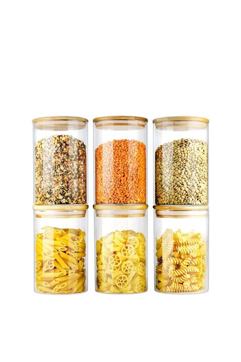 Denia Home | Borelia | 6'lı Bambu Kapaklı Baharat- Kavanoz Takımı 650ML