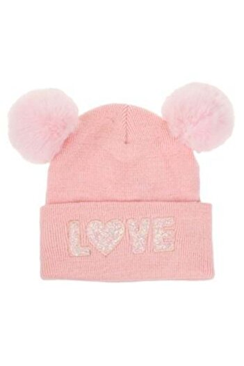 OEM Pink Hat with Pompon 'Love' & Glitter for Kids
