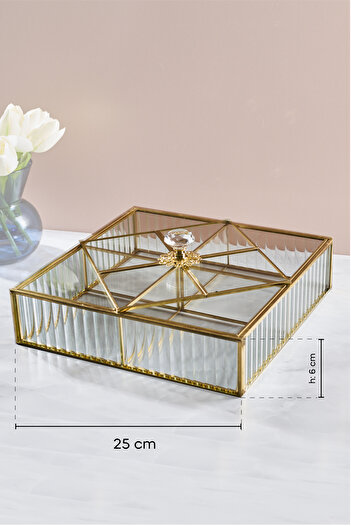 Perotti Std-Gio Square Compartmented Glass Serving Tray 25 X 6 cm