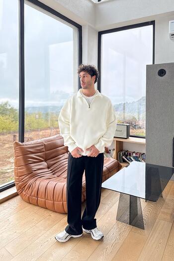 Flaw Wear Half Zip Knit Sweater