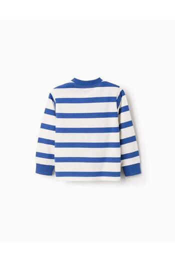 Ziddy Long Sleeve T-shirt for Baby Boys 'Mickey', White/Blue