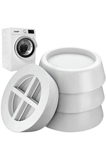 SMARTECH Set 4 anti-vibration support pads for washing machine, refrigerator, noise reduction, non-slip, Whit