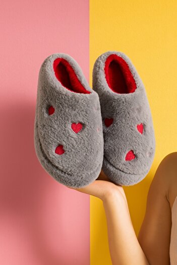 Moda Frato Elegant Heart-Shaped Women's House Slippers Daily Comfortable Winter Slippers
