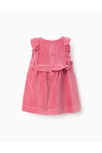 Ziddy Corduroy Dress with Ruffles for Newborns, Pink