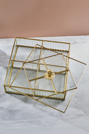 Perotti Std-Gio Square Compartmented Glass Serving Tray 25 X 6 cm