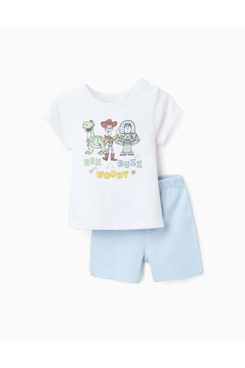 Ziddy Short Cotton Pyjama for Baby Boys 'Toy Story', White/Blue